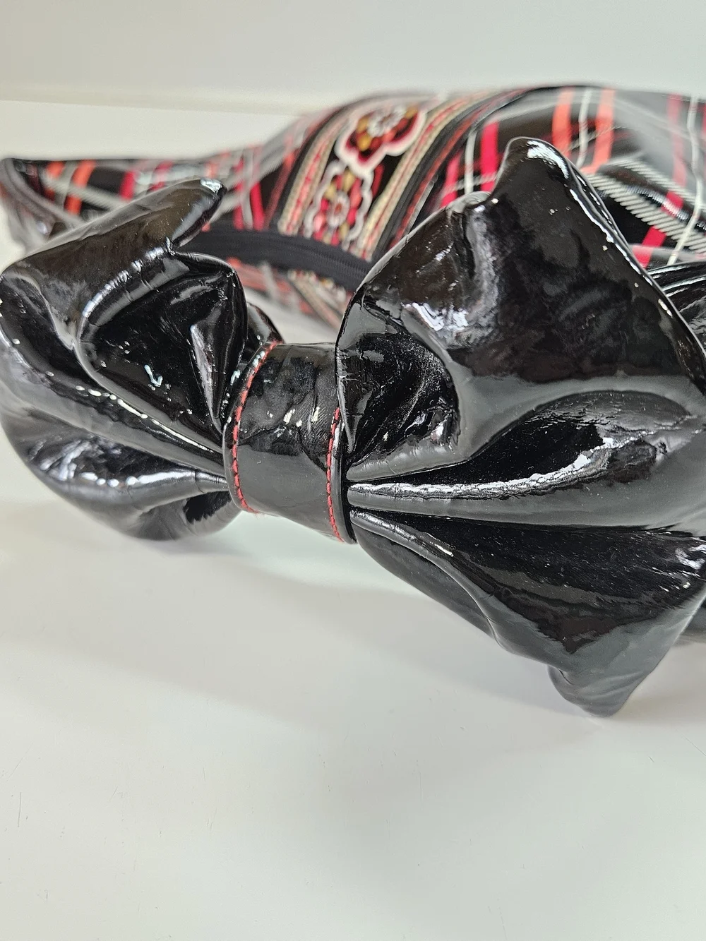 Vera Bradley Frill Pirouette Black Red Bow Shoulder Tote Handbag Purse